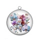 Pendentif Cabochon Argent - fleur exotique