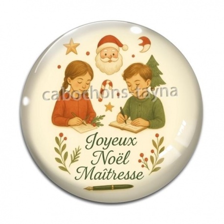 Cabochon Verre - joyeux noël maîtresse