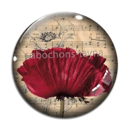 Cabochon Verre - coquelicot