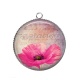 Pendentif Cabochon Argent - coquelicot