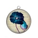 Pendentif Cabochon Argent - coquelicot