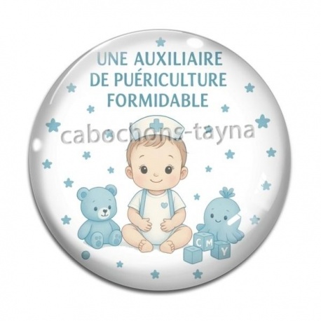 Cabochon Verre - une auxiliaire de puériculture formidable