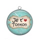 Pendentif Cabochon Argent - j'aime tonton