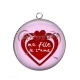 Pendentif Cabochon Argent - ma fille je t'aime