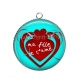 Pendentif Cabochon Argent - ma fille je t'aime
