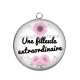 Pendentif Cabochon Argent - une filleule extraordinaire