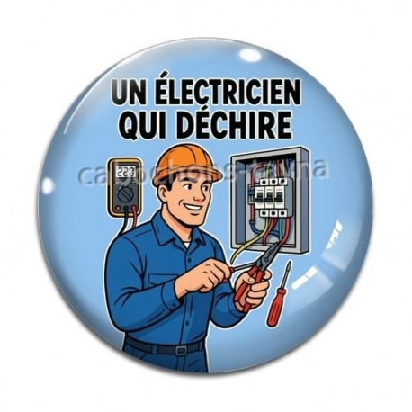 Cabochon Verre - un électricien qui déchire
