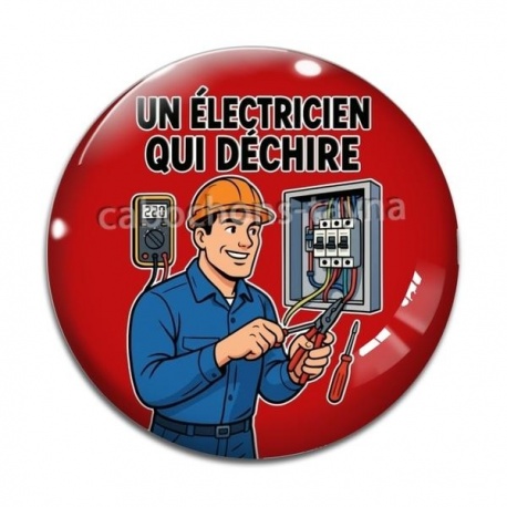 Cabochon Verre -  un électricien qui déchire