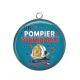 Pendentif Cabochon Argent - un pompier formidable