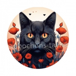 chat noir coquelicot