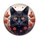 Cabochon Résine - chat noir coquelicot