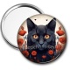 Miroir de poche - chat noir coquelicot