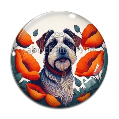 Cabochon Verre - chien coquelicot