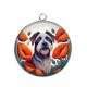 Pendentif Cabochon Argent - chien coquelicot