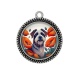 Pendentif Cabochon Argent - chien coquelicot