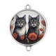 Connecteur Cabochon Argent - chat