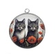 Pendentif Cabochon Argent - chat