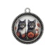 Pendentif Cabochon Argent - chat