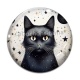 Cabochon Verre - chat noir cosmos