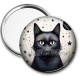Miroir de poche - chat noir cosmos