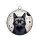 Pendentif Cabochon Argent - chat noir cosmos