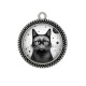 Pendentif Cabochon Argent - chat noir cosmos