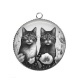 Pendentif Cabochon Argent - chat