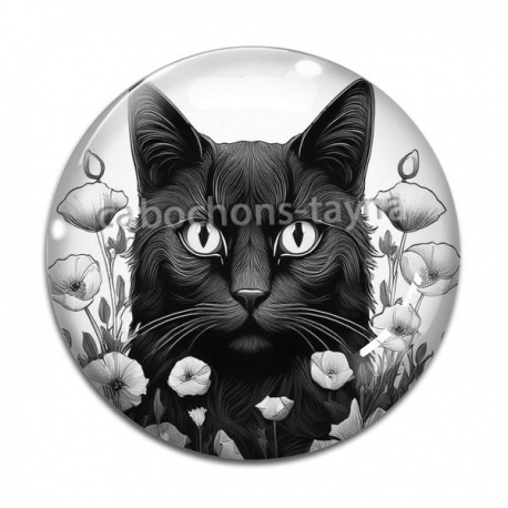 Cabochon Verre - chat