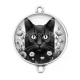 Connecteur Cabochon Argent - chat