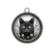 Pendentif Cabochon Argent - chat