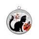 Pendentif Cabochon Argent - chat