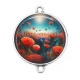 Connecteur Cabochon Argent - coquelicot