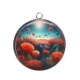 Pendentif Cabochon Argent - coquelicot