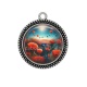 Pendentif Cabochon Argent - coquelicot