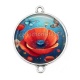 Connecteur Cabochon Argent - coquelicot