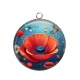 Pendentif Cabochon Argent - coquelicot