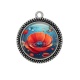 Pendentif Cabochon Argent - coquelicot