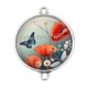 Connecteur Cabochon Argent - coquelicot