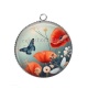 Pendentif Cabochon Argent - coquelicot