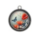 Pendentif Cabochon Argent - coquelicot