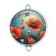Connecteur Cabochon Argent - coquelicot