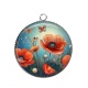 Pendentif Cabochon Argent - coquelicot