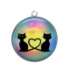 Pendentif Cabochon Argent - chat