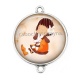 Connecteur Cabochon Argent - petite fille