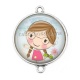 Connecteur Cabochon Argent - petite fille