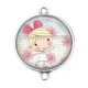 Connecteur Cabochon Argent - petite fille