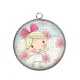 Pendentif Cabochon Argent - petite fille