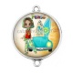 Connecteur Cabochon Argent - petite fille