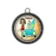 Pendentif Cabochon Argent - petite fille