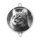 Connecteur Cabochon Argent - chat